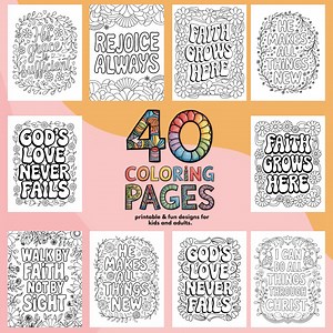 40x Religious Quote Coloring Pages Bundle PNG, Christ PNG, Paint Party, Adult Printable Coloring Page, Paint & Sip, Bible Verse, Jesus PNG - Etsy