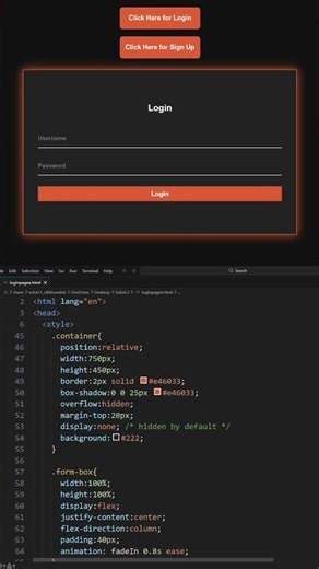 Login Page Html And Css JavaScript #youtube #coding