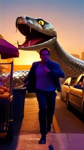 Big snake chasing man🙄