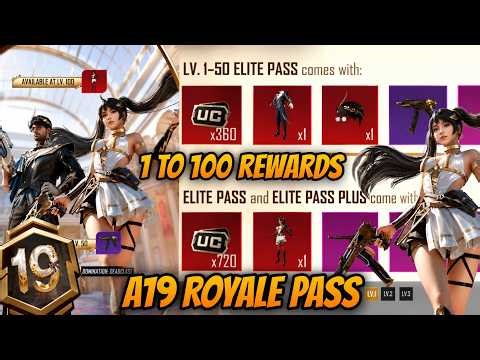 🔥A19 ROYAL PASS IS HERE - 1 TO 100 REWARDS AND COMPLETE LOOK IN 4.4 UPDATE