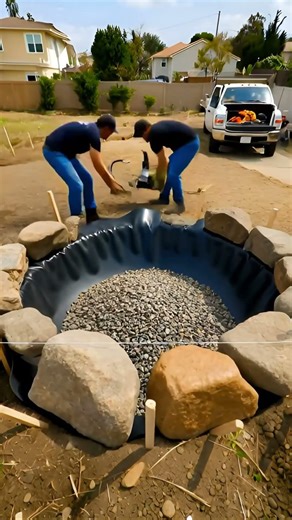 Empty Dirt Yard Reflective Garden Pond Satisfying Timelapse Transformation