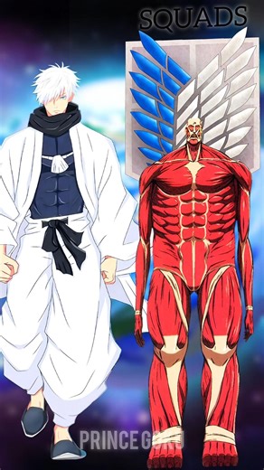 Gojo Satoru 🌀 Vs All Attack on Titan Squads & Bertholdt Colossal Titan 💥 |#gojo#aotbattle#shorts