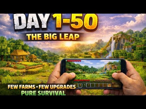 Day 1-50 | Big Leap | Minecraft| Mobile gameplay | Survival| Farms | Tools