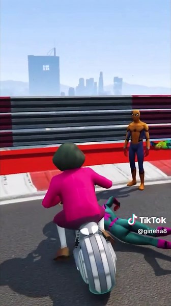 Spider-Man Motorcycle Stunt on Spiral Bridge