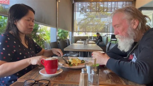 19K views · 1K reactions | Breakfast with my Jenny. Me and Jenny, we is like peas in a pod… Had to reload it and change the music so John Lennon doesn’t rise from his grave and come after me with a bunch of lawyers (Just kidding, Lennon isn’t dead, he lives on a tropical island with Jim Morrison, Elvis and Yoko) | Captain Australia's BIG LAP | Facebook