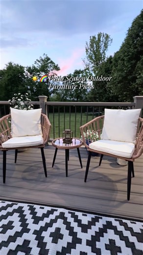 Unique & Stylish 3-Piece Bistro Outdoor Set Includes : Tempered Glass Table, 2 All-Weather Wicker Chairs & Removable washable Cushions🔥💯 #tiktokshopstockup #tiktokshopmothersday #patioset #porchdecor #outdoorfurniture