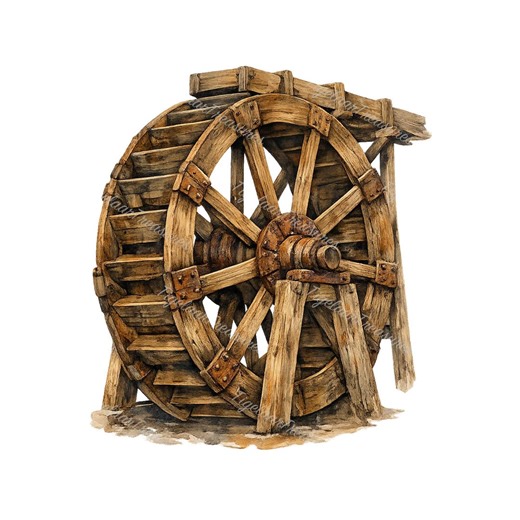 20 Water Wheel Clipart – Enchanting Watercolor Illustrations, Transparent Png Bundle for Crafts, Invitations and Wall Art, Commercial Use - Etsy