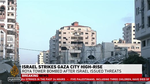 Al Jazeera's Hani Mahmoud reports on the bombing of Al-Ruya Tower after the Israeli military issued a forced evacuation order for the high-rise residential building amid its continuing assault on Gaza City. | Al Jazeera English