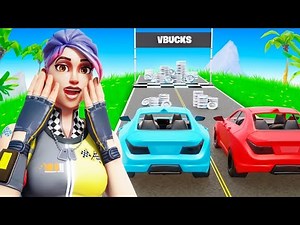 COURSE DE VOITURE SUR FORTNITE 10 000 VBUCKS GRATUIT !!!