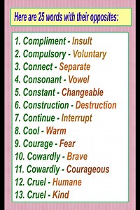 63K views · 921 reactions | Here are 25 Words with their Opposites Opposite words English vocabulary Learn English Vocabulary #opposite #learnenglish #English #antonyms #wordmeaning #dailyenglish #learnusenglish #englishtipsonline #learnukenglish #learnenglishonline #englishtips #englishteacher | English Learning | Facebook