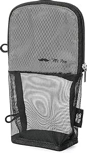 Mr. Pen- Standing Pencil Case Pouch, Sit & Lay Mesh-View Design, Black & Gray, Interior Pocket & 2 Elastic Binder Loops, Cute Pencil Case for Girls and Boys