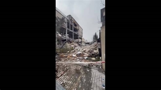 Rubble covers streets in Karaj, west of Tehran