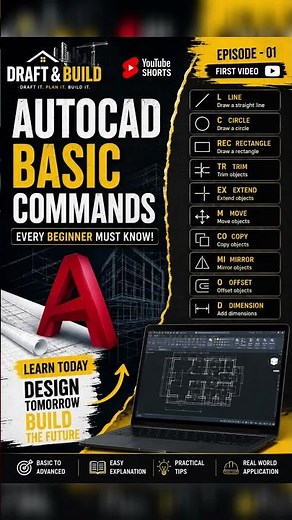 AutoCAD Basic Commands Every Beginner Must Know! #AutoCAD #CivilEngineering #DraftAndBuild