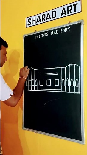 easy red fort drawing use 10 line 🇮🇳🇮🇳 #art #shorts #drawing #india #indian #indipendenceday