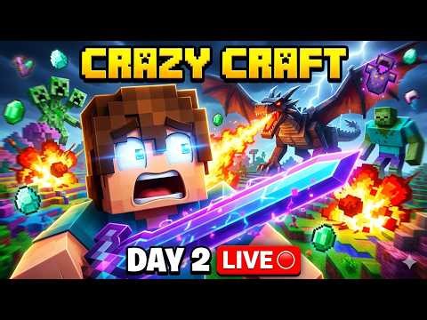 CRAZY CRAFT DAY 2 LIVE 🔴 #minecraft #crazycraft #shorts #shortsfeed #streamer #live