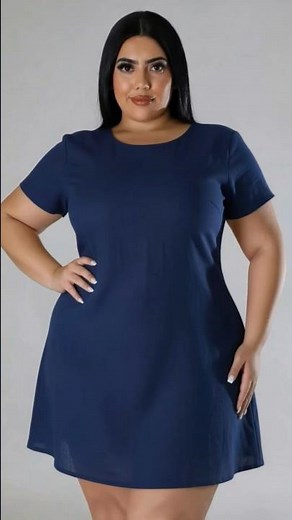 Vestido Azul Marino Manga Corta | Tallas Extras | Outfit Casual Cómodo y Favorecedor 💙