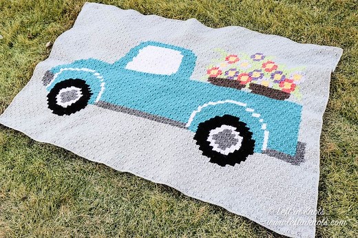 Crochet C2C Flower Truck Blanket - Free Pattern