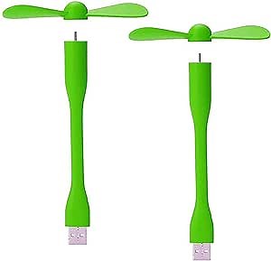 Sokelinn-six USB Flexible Fan, Mini Portable Cooling Fans USB Powered for Power Bank Laptop PC AC Charger - 2 Pack (Green)