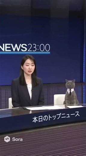【本日のニュース】美人キャスターと猫の夜のニュース...現場リポートが雑すぎる #shorts #あるある #ai動画 #共感