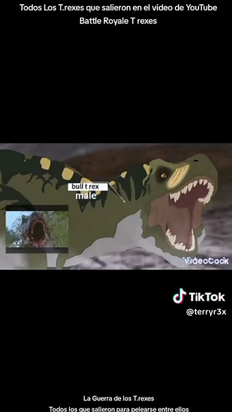 Todos los T.rexes que salieron en el video de YouTube Battle royale T.Rex todos los Reyes que salieron en el T.rex War #terryr3x #TerryRex #dinorey_terry #Rexy #tyrannosaurusrex #jurassicpark #multiverse