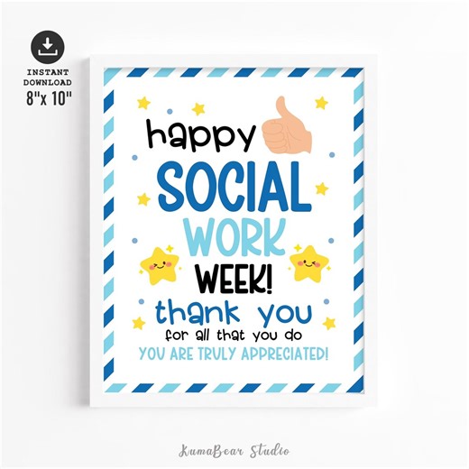 Social Work Week Printable Poster, Worker Appreciation Sign Bulletin Board, (PDF & JPG Downloadable File) - Etsy UK