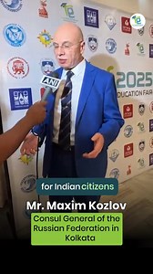 A glimpse of Mr. Maxim Kozlov, Consul General of the Russian Federation in Kolkata, as he shared his insights on Russian education and the admission process during the First Edition of the 26th Russian Education Fair 2025. | Rus Education