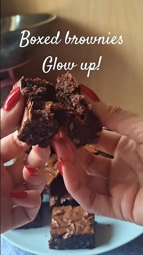 boxed brownies recipe hack to make them even better 🍫 #brownies #chocolate #easyrecipe #shorts #asmr