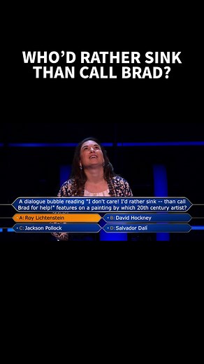 who would rather sink than call brad? #whowantstobeamillionaire #milli...