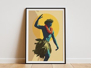 Hawaiian Hula Dancer Art Print Vintage Style Midcentury Modern Tropical Wall Art Decor Male Dancer Hawaii Travel Poster - Etsy Australia