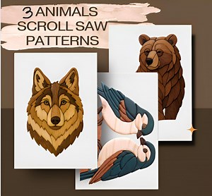 Animal Intarsia Patterns Set of 3 – Bear, Wolf & Bird Couple – Scroll Saw Templates PDF for Woodworking, Instant Download - Etsy