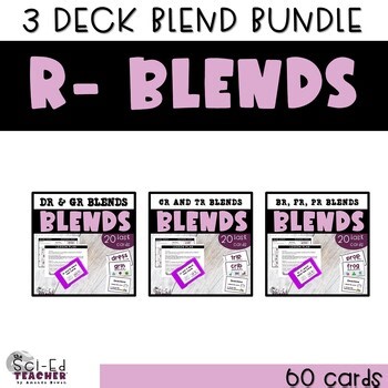 Initial R Blends CCVC Words List Task Cards for 1st Grade Reading and Word Work