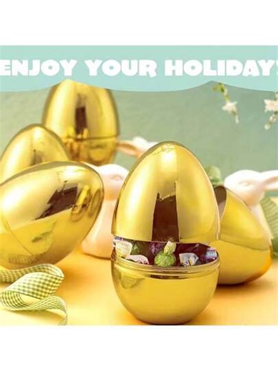 12pcs Gold Easter Hollow Egg Shells, 1.57 Inch (3*4cm) Metal Plastic Empty Eggs, Fillable Easter Supplies, Suitable For Basket Fillers, Easter Egg Hunt Party Favors, Easter Eggs, DIY Crafts And Spring Celebrations, Birthday And Holiday Party Gifts, Party Favors, Table Centerpieces, Arcade Games, Gift Raffle Props, Party Gifts | SHEIN
