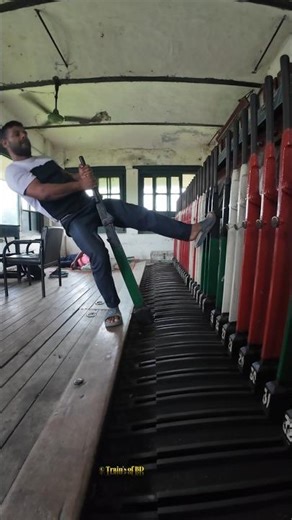 Interlock track switching from cabin room. #cabin #track #switch #railline #shorts