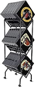 Amazon.com: Kigley Vinyl Record Storage Rack, 3 Tier, Mobile LP Storage Shelf with Casters, 300lp Storage,11.5 x 17.3 x 50 Inch, Metal Record Holder with Storage for Albums Books Magazines Files Office, Black : Office Products