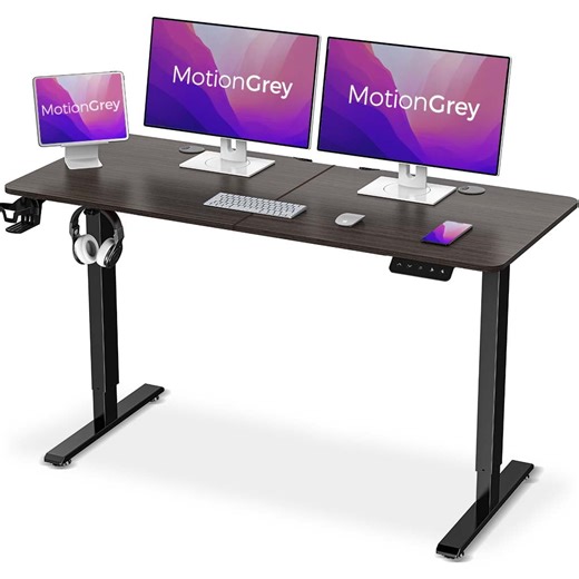 MotionGrey - Ergo2 Adjustable Electric Standing Desk with Memory Settings - 55" x 24" Dark Brown Top Black Frame - Ergonomic Desk for Home and Office - Walmart.ca