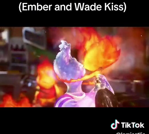 Ember and Wade Kiss Scene in Elemental Disney Movie