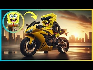SpongeBob SquarePants as NINJA H2 MOTORCYCLE All Characters 2025 🌟
