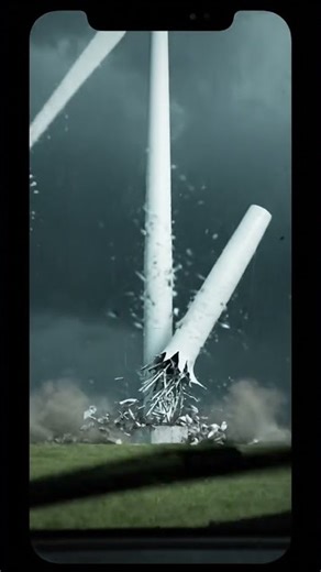 Wind Turbine Collapse in Storm
