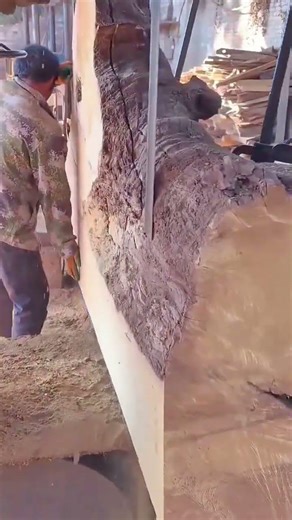 The Process of Splitting Large Logs into Smooth Boards #shorts