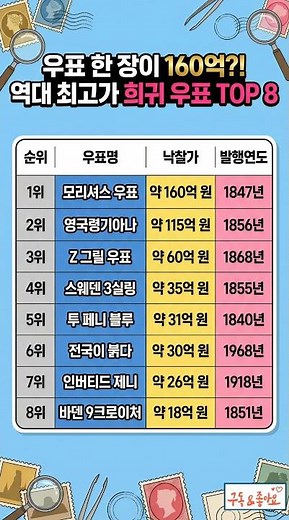 우표 한 장이 160억, 역대 최고가 희귀 우표 TOP 8
