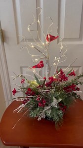 Lighted Cardinal Birch Tree Centerpiece: Christmas Table Decor - Etsy