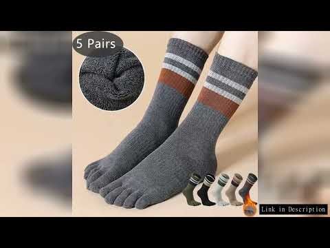 5 Pairs Terry Toe Socks Man Cotton Striped Thick Soft Elastic Sweat-Absorbing Keep Warm Party Dress