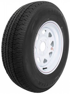 Karrier ST225/75R15 Radial Trailer Tire with 15" White Wheel - 5 on 4-1/2 - Load Range C Kenda Trail