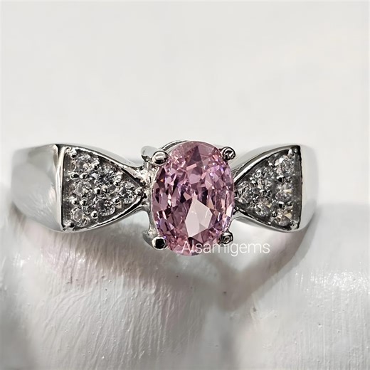 Pink Zircon Bow Ring 925 Sterling Silver Engagement Style Ring for Women - Etsy