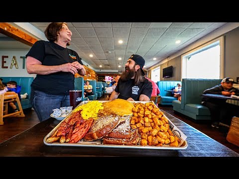 “HE’S NOT GONNA MAKE IT!”…ATTEMPTING A HUGE BREAKFAST CHALLENGE AT A BUSY NY DINER! | BeardMeatsFood
