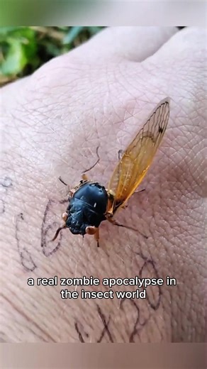 Creepy Zombie Insect Cicada with Fungal Infection