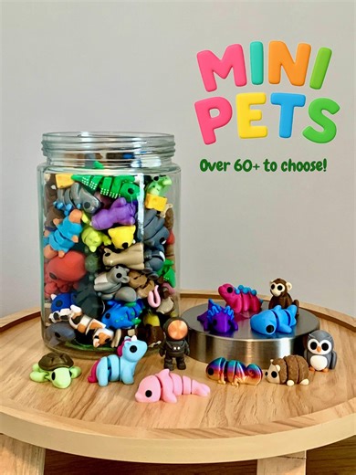 3D Printed Articulated Mini Animals | Fidget Desk Pets - Etsy