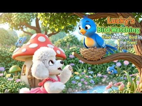 Lucky’s Bird Watching: Find the Blue Bird in the Tree?