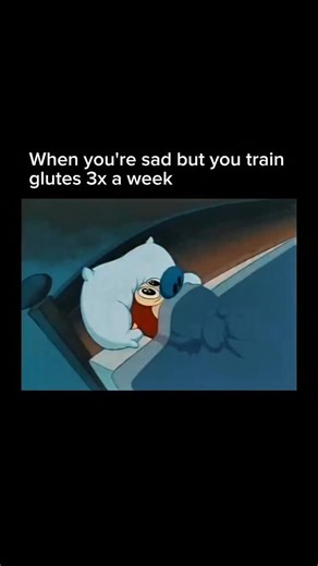 Newday Clip on Instagram: "Interesting Fact: Being sad but training glutes 3x a week is peak modern coping: you can’t fix your mood yet, but your glutes are thriving. It’s like emotional chaos vs. physical perfection—a tragicomic flex of priorities. The tension is delicious. Your brain is half sobbing, half calculating sets and reps. Maybe squats can cure depression? Meanwhile, your legs and glutes are living their best life, totally oblivious to the inner turmoil. Visually, it’s meme gold. Sad 