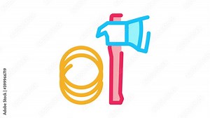 ax and rope Icon Animation. color ax and rope animated icon on white background